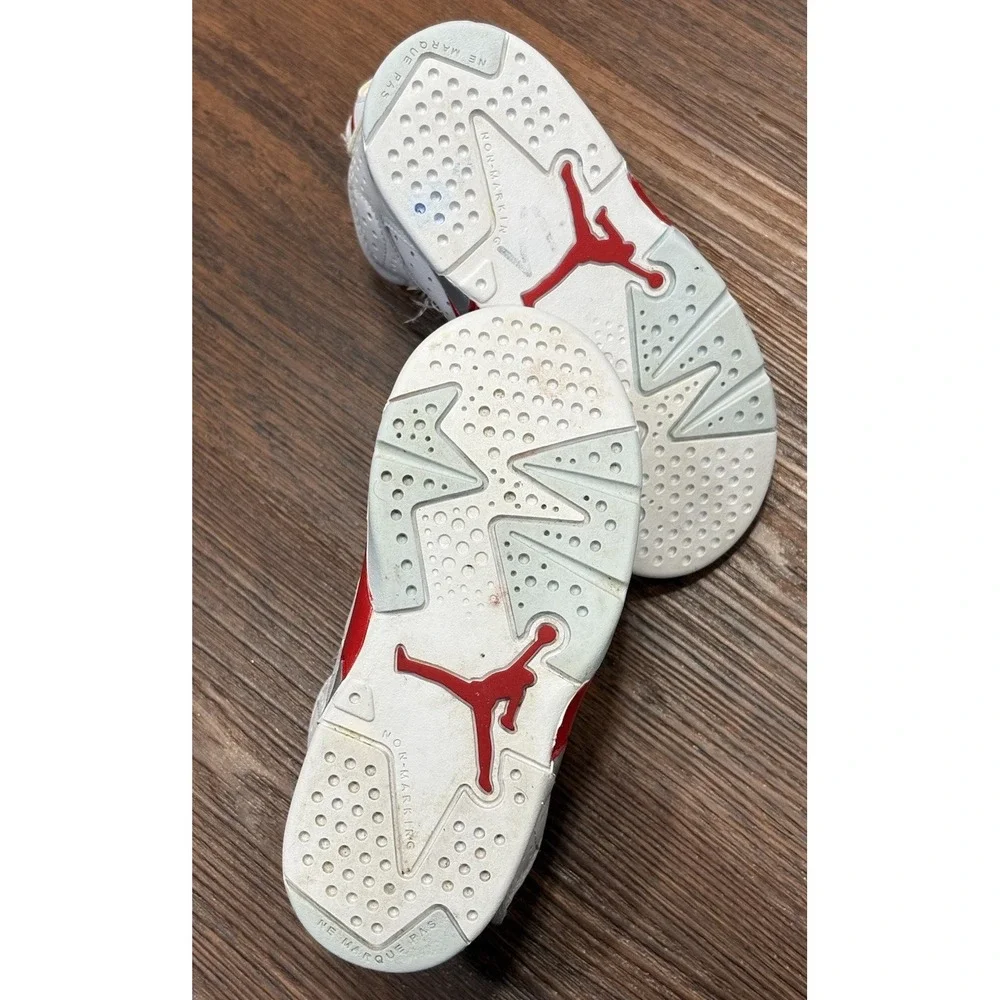 Nike Air Jordan 6 Retro Kids Boys Size 9C White Red Athletic Shoes Sneakers
